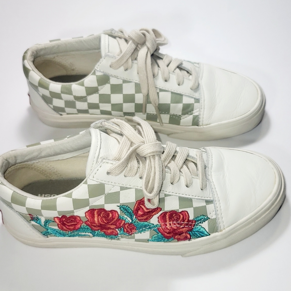 Vans Old Skool Dx Rose Embroidery Marshmallow Skate Shoes Rare